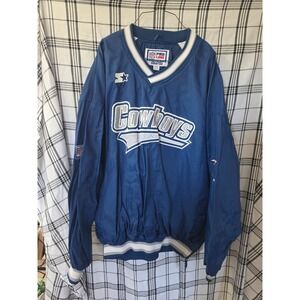 Vintage Starter NFL Pro Line Dallas Cowboys Windbreaker Pullover Blue XXL